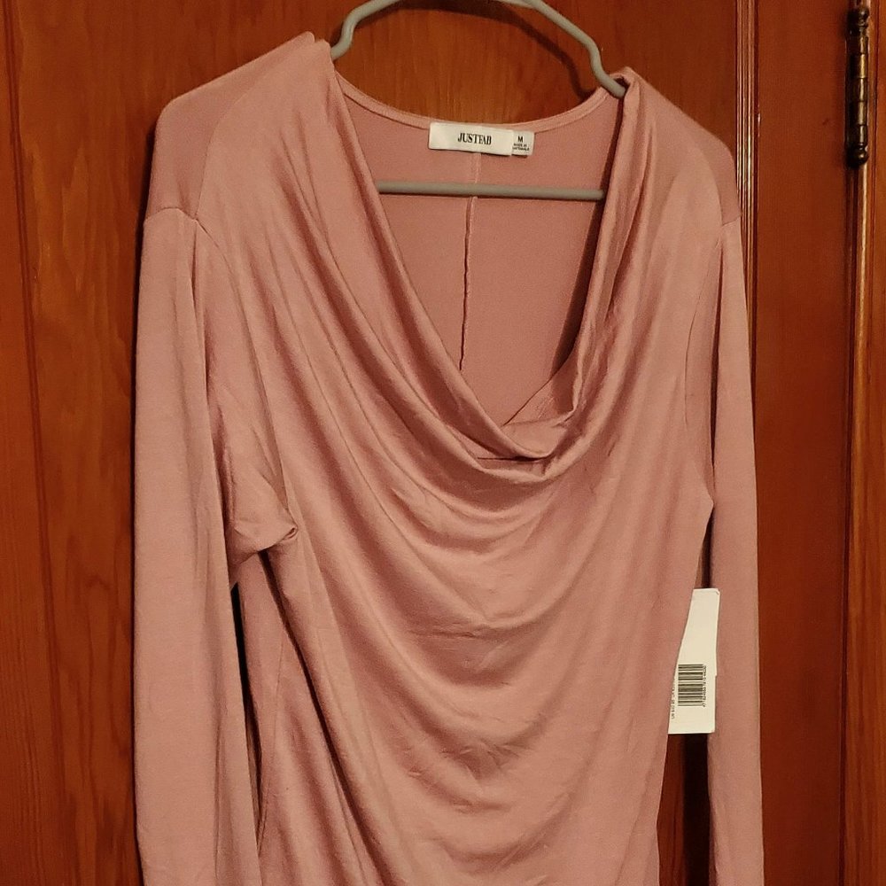 JustFab Pink drape neck blouse - New With Tags